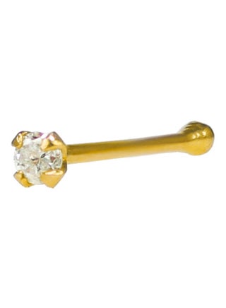 14K Solid Gold 1mm Clear CZ Bone Nose Stud - v1532524256/N14509047A_1