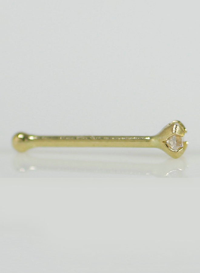 Golden Choice - 9K Solid Gold 1.5mm Clear CZ Bone Nose Stud - Image 1