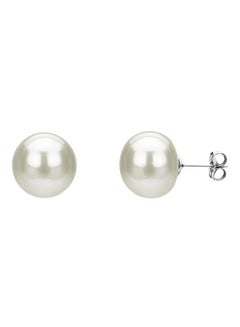 925 Sterling Silver 8mm White AAA Freshwater Pearl Earrings