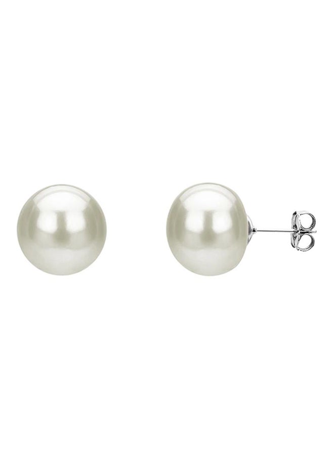 Golden Choice - 925 Sterling Silver 8mm White AAA Freshwater Pearl Earrings - Image 1