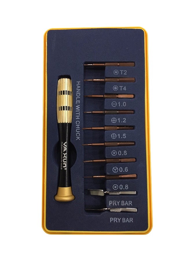 Yaxun 11-Piece Professional Magnetic Screwdriver Set Gold/Blue 0.21kg  - Image 1