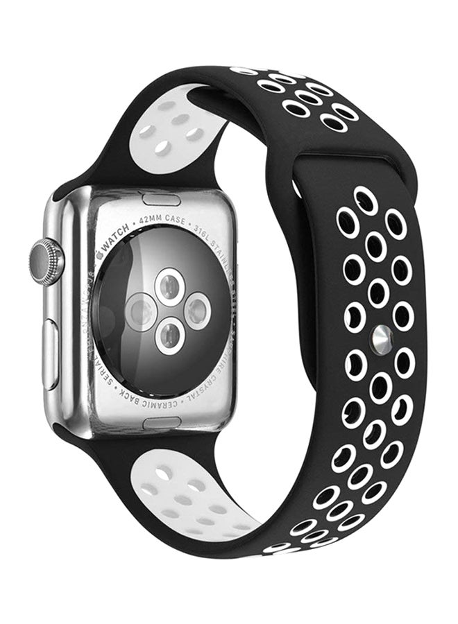 RcLigent Replacement Band For Apple Watch Series 3/2/1 42mm Black/White - Image 1