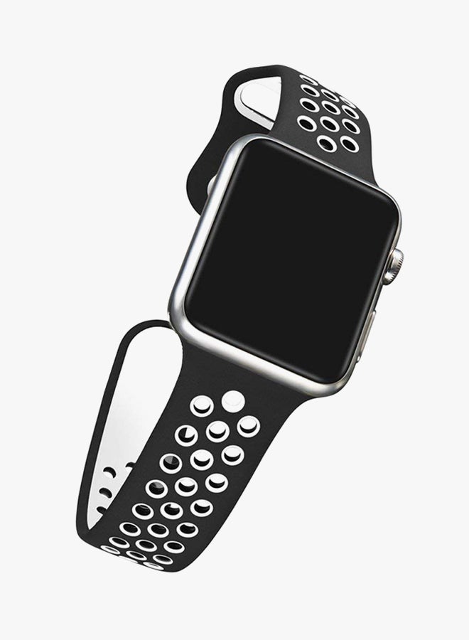 RcLigent Replacement Band For Apple Watch Series 3/2/1 42mm Black/White - Image 3