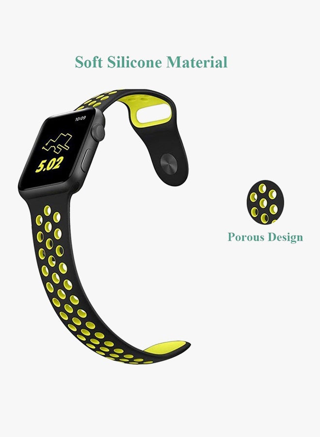 RcLigent - Silicone Replacement Band For Apple Watch Series 3/2/1 38mm Black/Green - Image 1