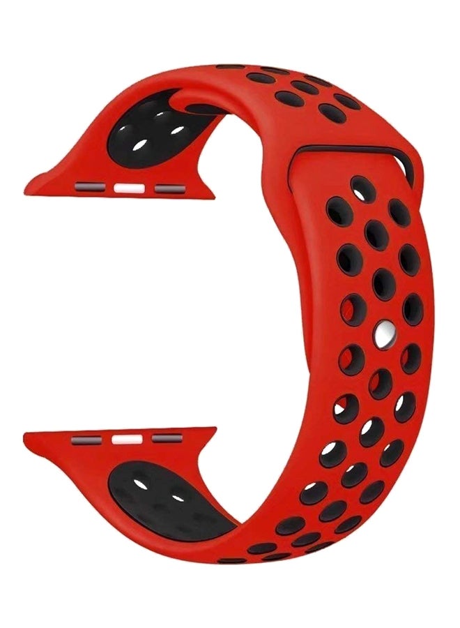 RcLigent - Silicone Replacement Band For Apple Watch Series 3/2/1 38mm Red/Black - Image 1