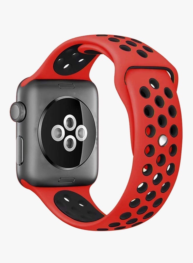 RcLigent - Silicone Replacement Band For Apple Watch Series 3/2/1 38mm Red/Black - Image 1