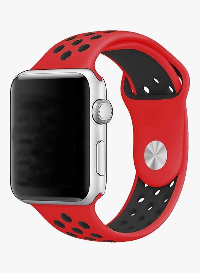 RcLigent - Silicone Replacement Band For Apple Watch Series 3/2/1 38mm Red/Black - Image 1