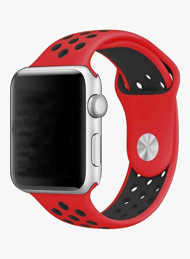 RcLigent Replacement Band For Apple Watch Series 3/2/1 42mm Red/Black - Image 3