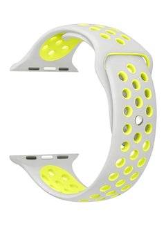 Silicone Replacement Band For Apple Watch Series 3/2/1 38mm Yellow/Silver