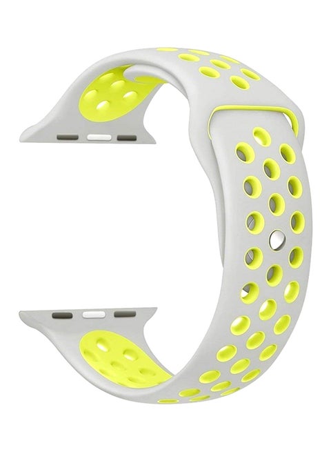 Silicone Replacement Band For Apple Watch Series 3/2/1 38mm Yellow/Silver