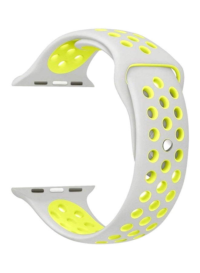 RcLigent - Silicone Replacement Band For Apple Watch Series 3/2/1 38mm Yellow/Silver - Image 1