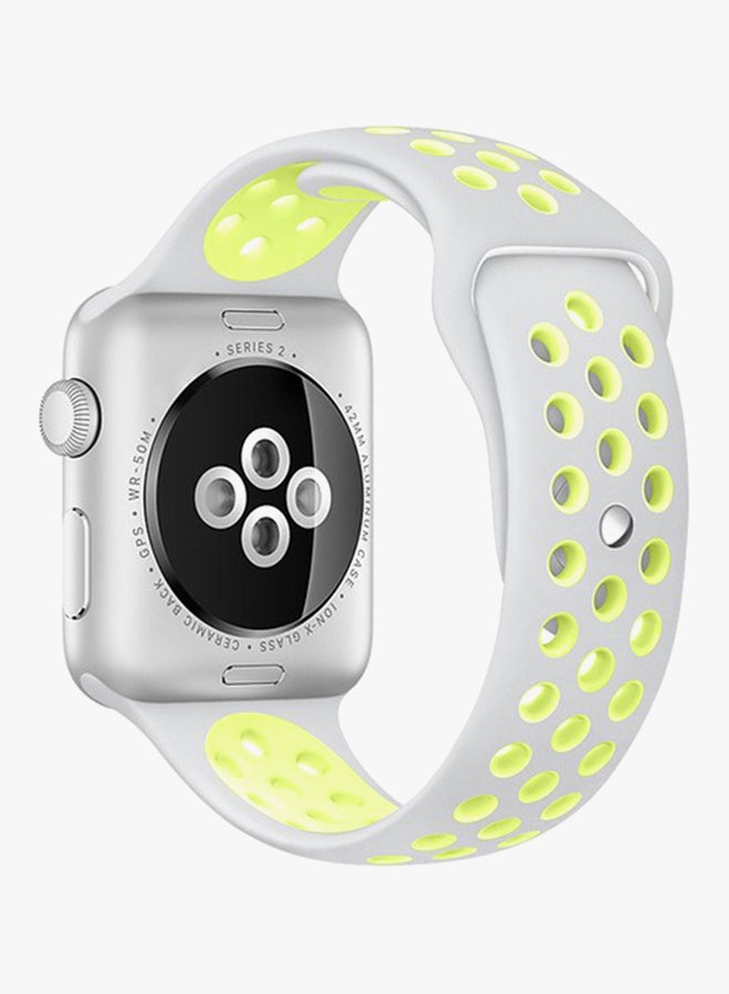 RcLigent - Silicone Replacement Band For Apple Watch Series 3/2/1 38mm Yellow/Silver - Image 1