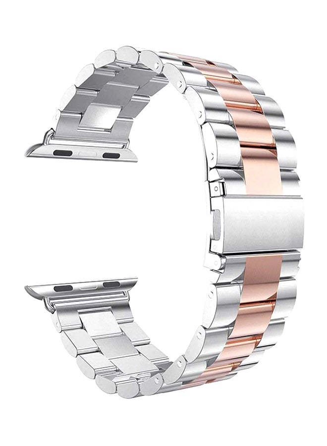 RcLigent Replacement Band For Apple iWatch Series 1/2/3 42mm Silver/Rose Gold - Image 1
