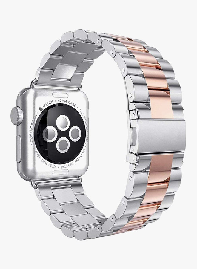 RcLigent Replacement Band For Apple iWatch Series 1/2/3 42mm Silver/Rose Gold - Image 2