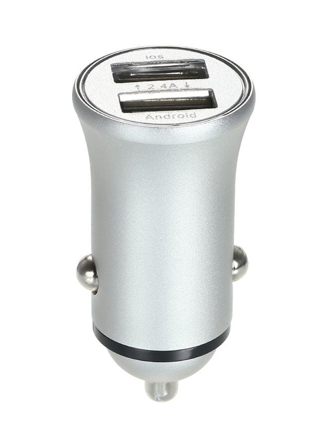 كيه كيه مون محول شاحن سيارة بمنافذ USB ثنائية فضي