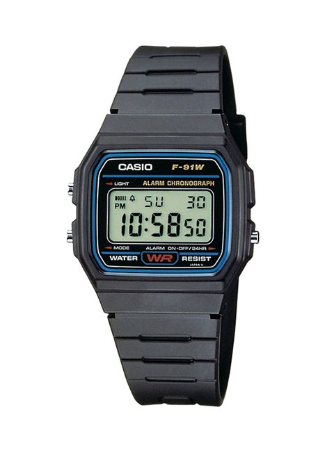Men's Water Resistant Resin Digital Watch F-91W-1DG- - 38 mm - Black