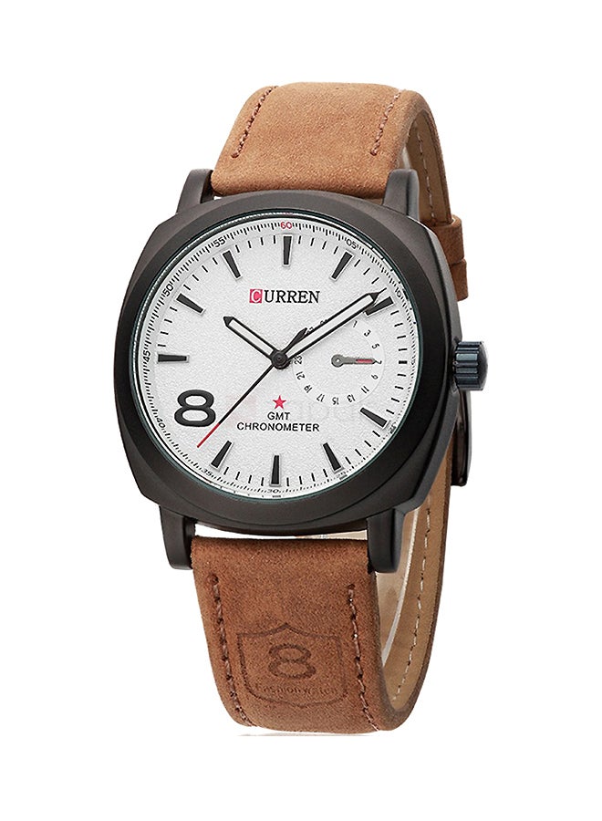 CURREN Men's Water Resistant Leather Analog Wrist Watch 8139 - 41 mm -Brown - Image 1