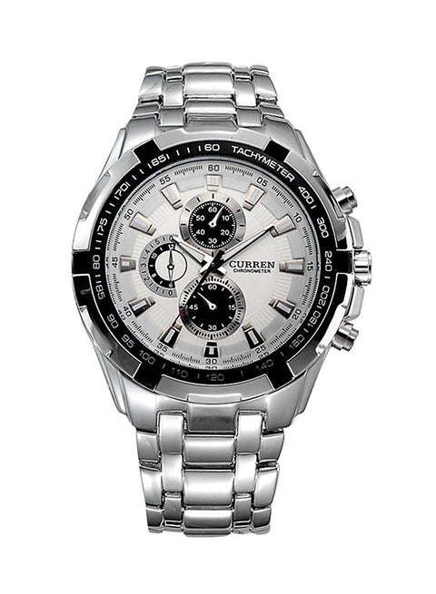 Men's Water Resistant Stainless Steel Analog Watch 8023 - 42 mm - Silver