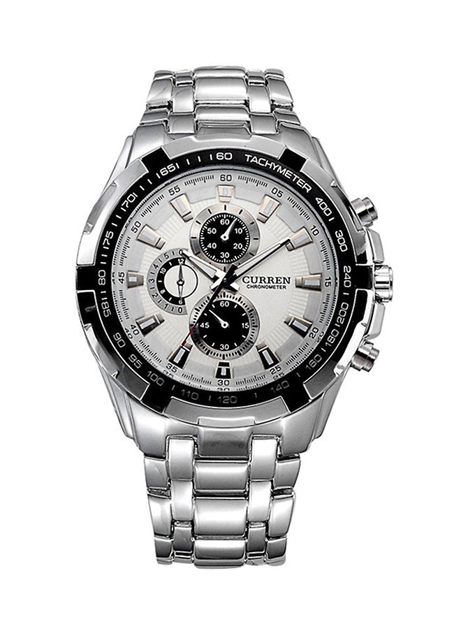 Men's Water Resistant Stainless Steel Analog Watch 8023 - 42 mm - Silver