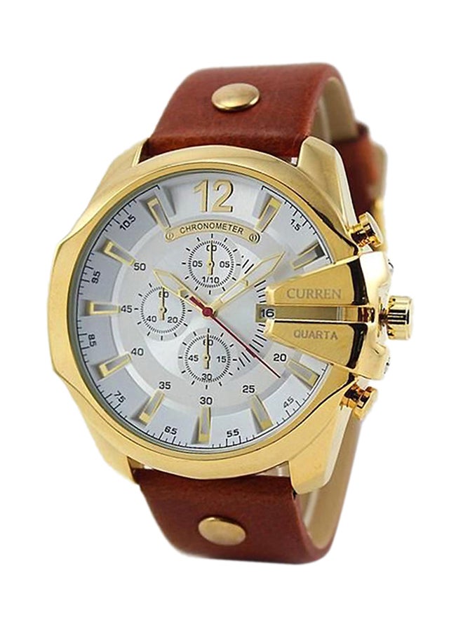 كارين ساعة يد بعقارب وسوار من الجلد مقاومة للماء طراز M8176 للرجال