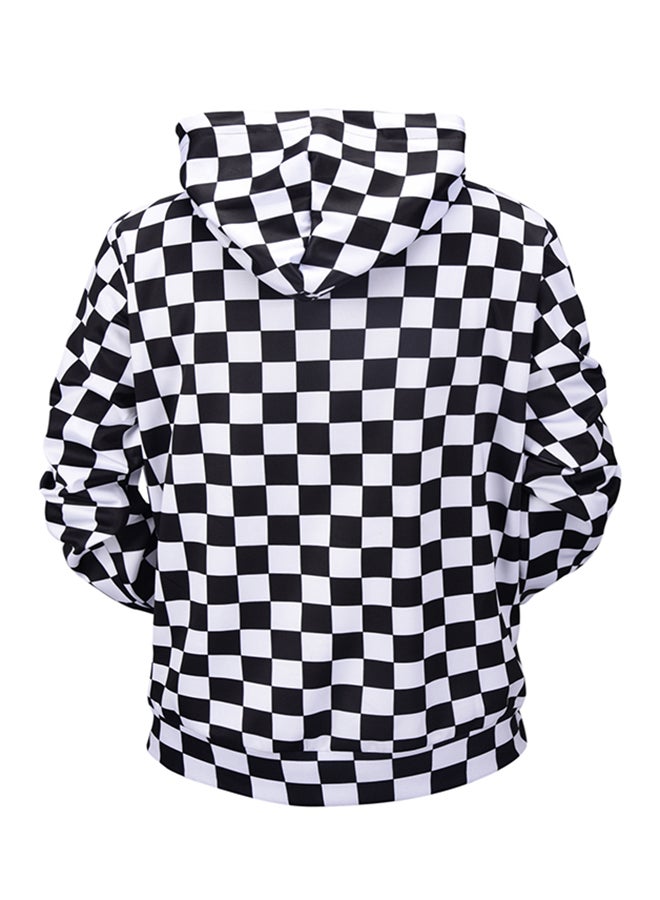 Mr.1991INC&Miss.GO 3D Printed Design Hooded Neck Long Sleeves Hoodie Black/White  - Image 2