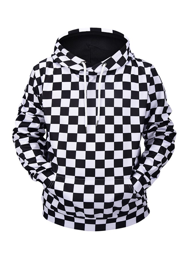 Mr.1991INC&Miss.GO 3D Printed Design Hooded Neck Long Sleeves Hoodie Black/White  - Image 1