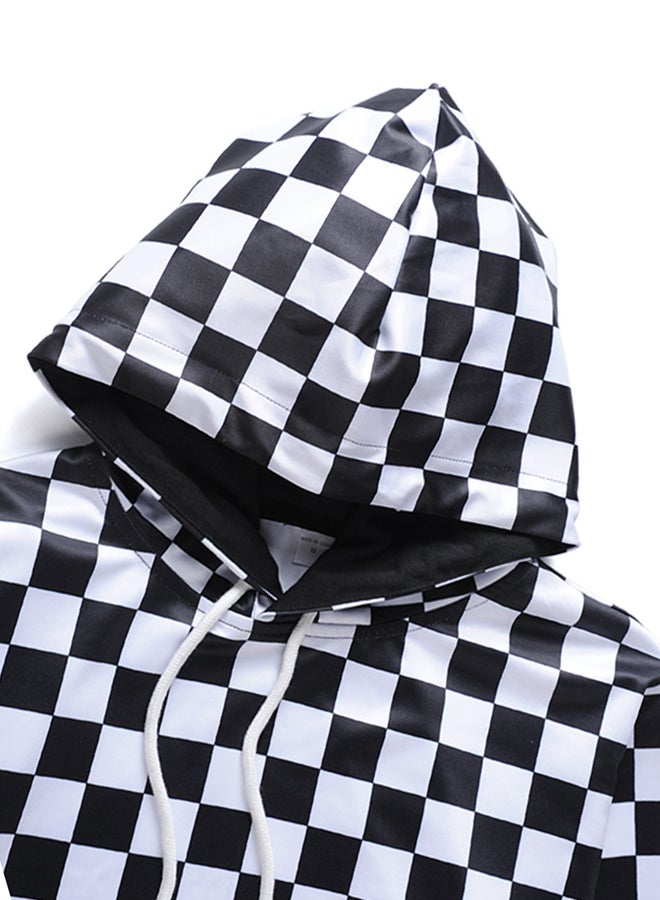 Mr.1991INC&Miss.GO 3D Printed Design Hooded Neck Long Sleeves Hoodie Black/White  - Image 4