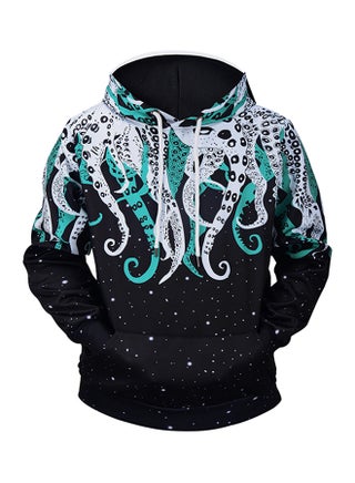 3D Printed Design Hooded Neck Long Sleeves Hoodie Multicolour - v1532673761/N16011512V_1