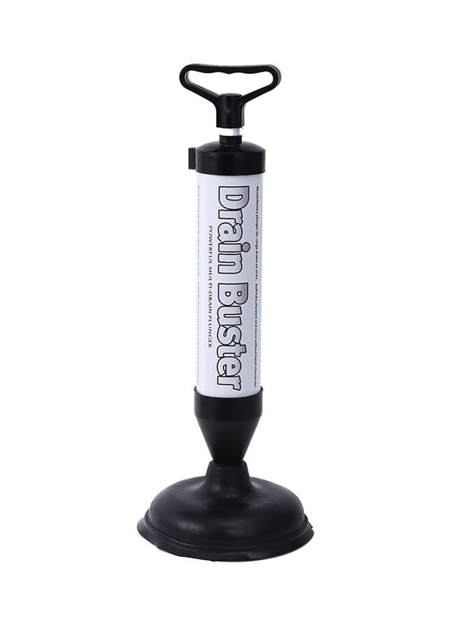 Manual Drain Buster Sink Toilet Plunger Black/White 