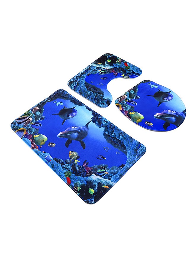 Pack of 3 Ocean Pedestal Bath Mat Set Blue Ocean