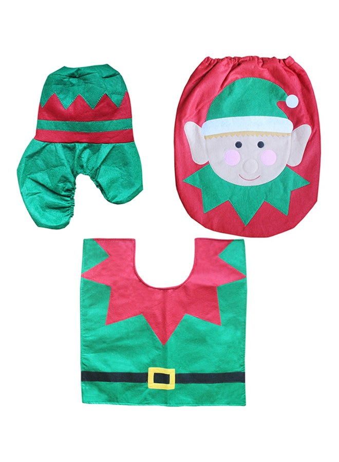 3-Piece Decoration Toilet Seat Cover Set Red/Green