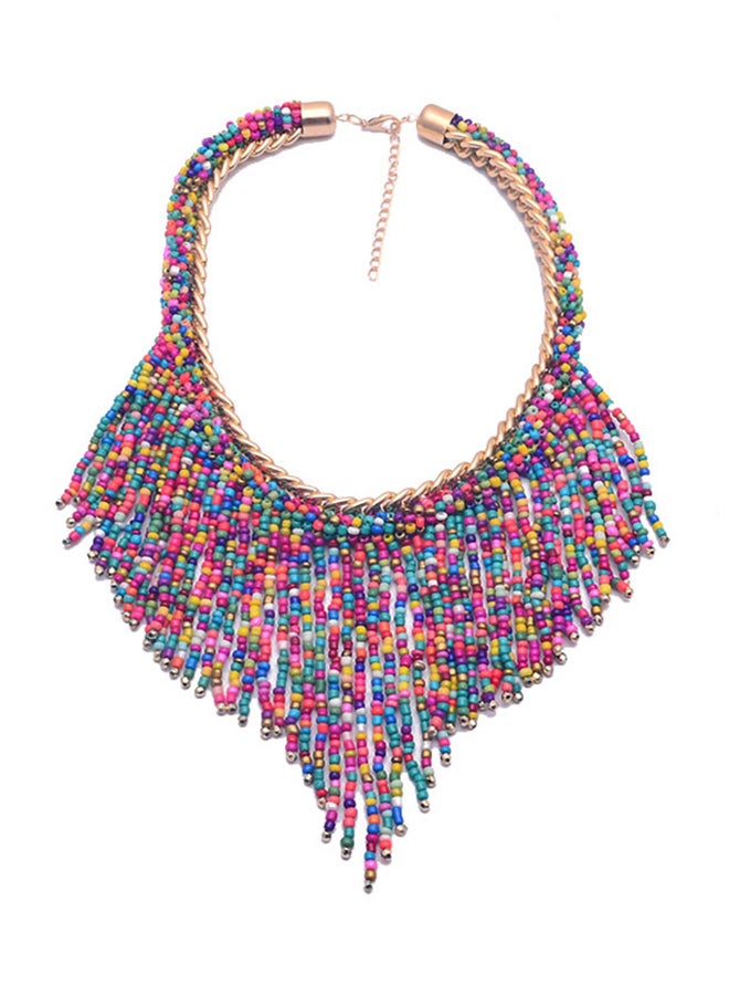 Beaded Design Bib Necklace 