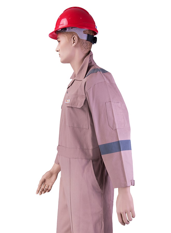 Empiral Comfort Safety Coverall With 6 Reflective Tapes Khaki Small  - Image 3