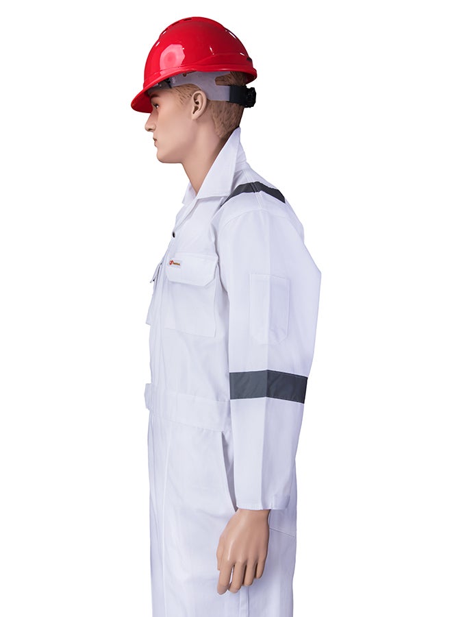 Empiral Comfort Safety Coverall With 6 Reflective Tapes White Medium  - Image 3