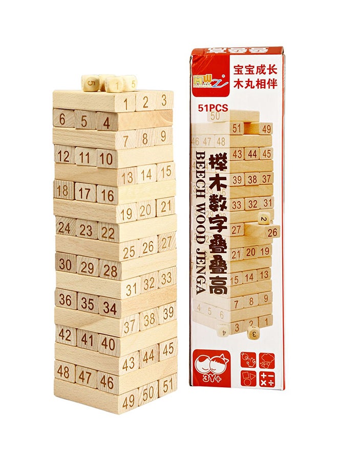 Alostoura 51-Piece Beech Wood Jenga Set 51  - Image 3