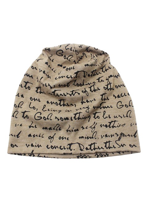 Printed Slouch Beanie Beige/Black