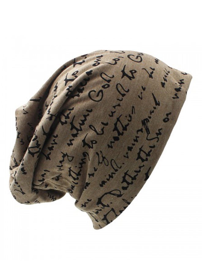 Generic - Printed Slouch Beanie Beige/Black - Image 1