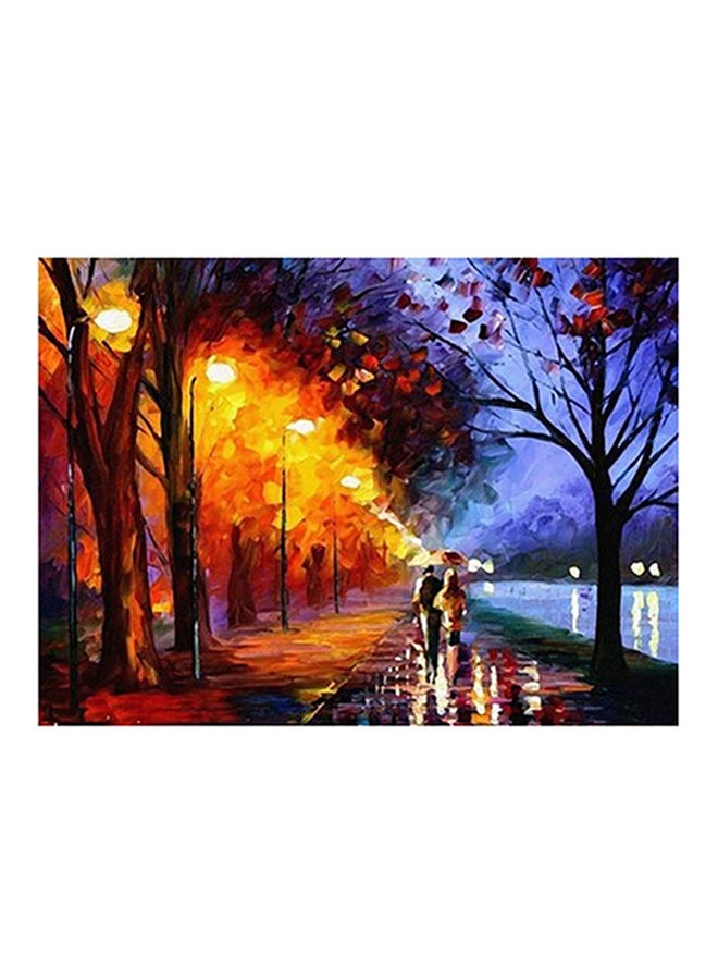6-Piece Romantic Street Light Theme Oil Painting Canvas Set Multicolour - Image 1