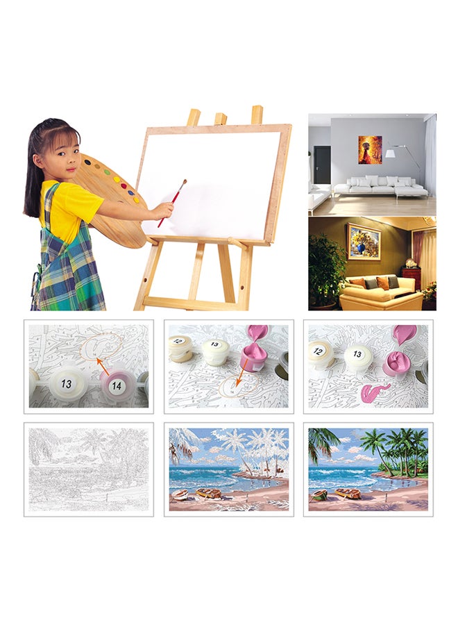 6-Piece Girl With Violin Theme Oil Painting Canvas Set Multicolour - Image 2