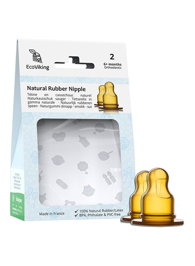 EcoViking - 2 Piece Natural Rubber Orthodontic Nipple for Standard Neck Bottle (Stage 2, 6+ Months) - Image 1