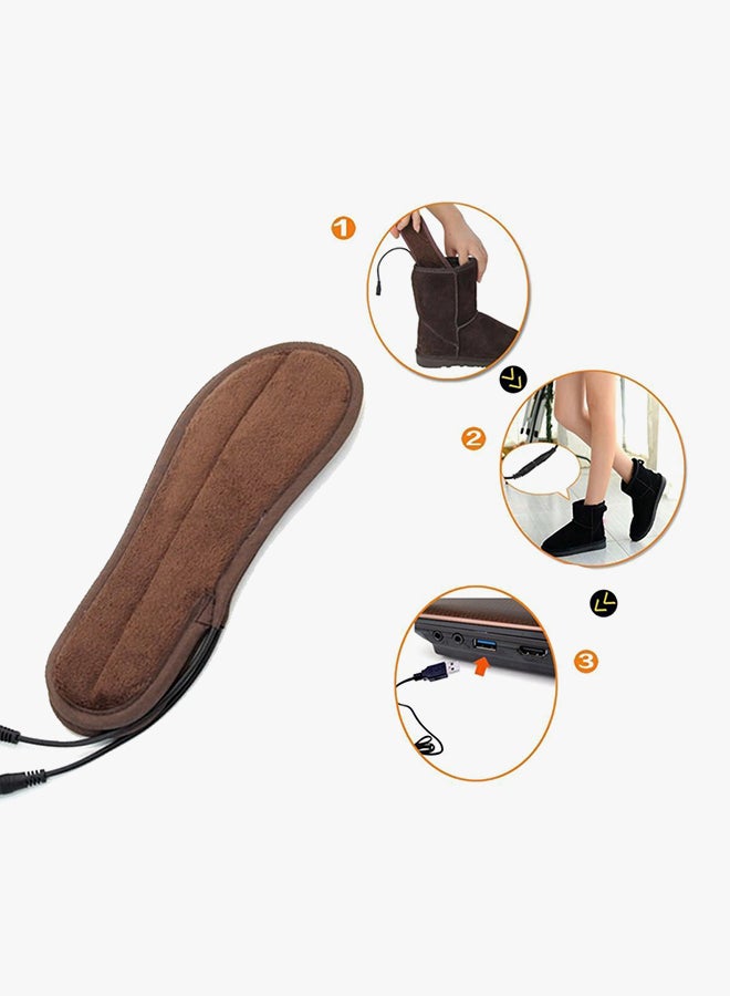 Generic USB Electric Powered Heated Insoles for Shoes Brown  - Image 2