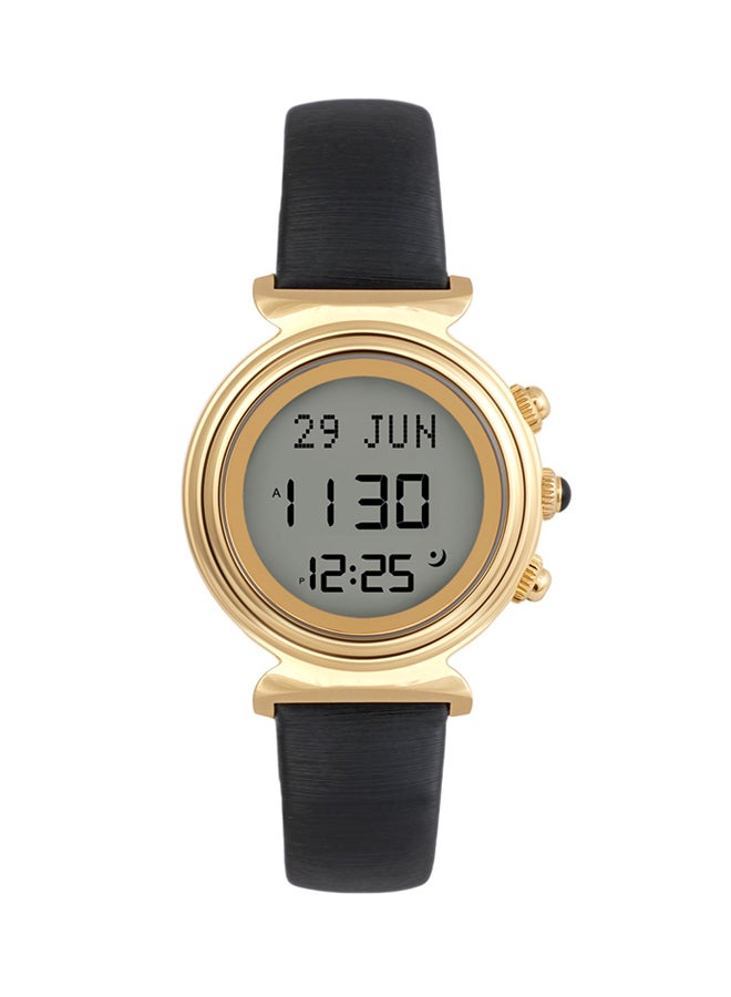 Al Fajr Women's Water Resistant Leather Digital Watch WF-14L - 33 mm - Black