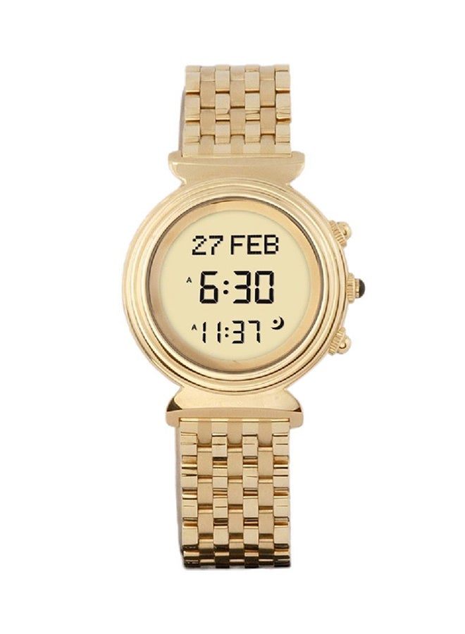 الفجر ساعة يد رقمية بسوار من الإستانلس ستيل مقاومة للماء طراز WF-14S - قياس 31 مم - لون ذهبي للنساء - Image 1