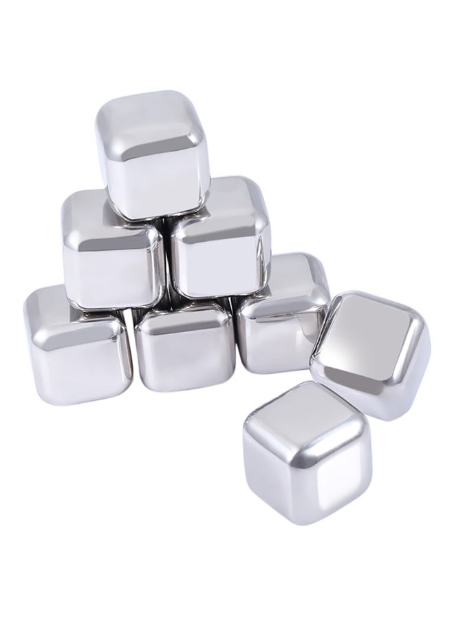Generic - 8-Piece Reusable Ice Cube Cooler Stone Silver - Image 1