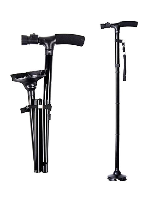 Adjustable Walking Stick With LED Light Black 28cm
