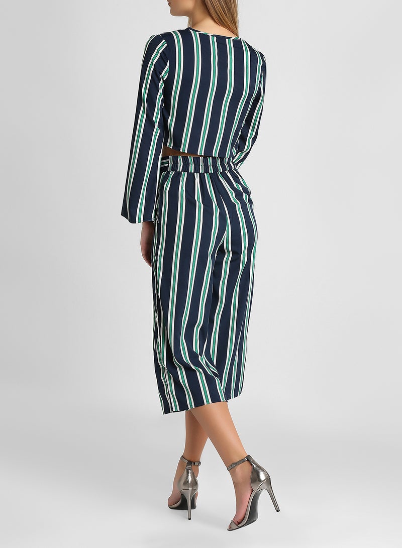 High Streets Striped Top And Culottes Set Navy - Image 3