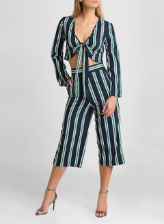 High Streets Striped Top And Culottes Set Navy  - Image 4