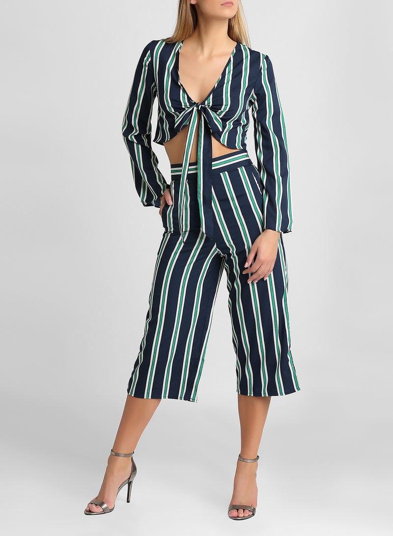High Streets Striped Top And Culottes Set Navy - Image 4