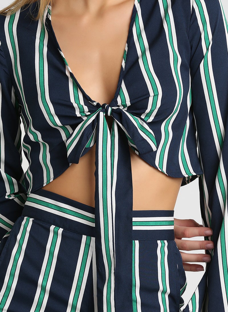 High Streets Striped Top And Culottes Set Navy - Image 5