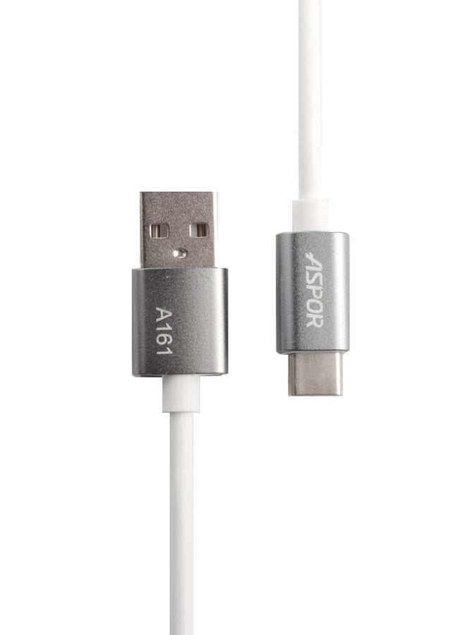 أسبور كابل شحن ومزامنة بيانات USB Type-C فضي/أبيض 